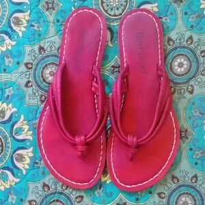 Bernardo Pink Knot-Detail Leather Flip Flop Sandals